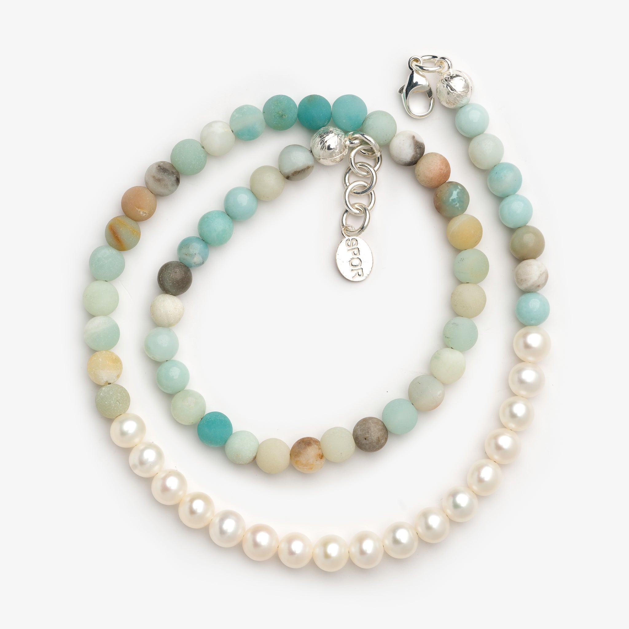 Necklace with Pearls, Stones, and Silver By Sylvsmidja