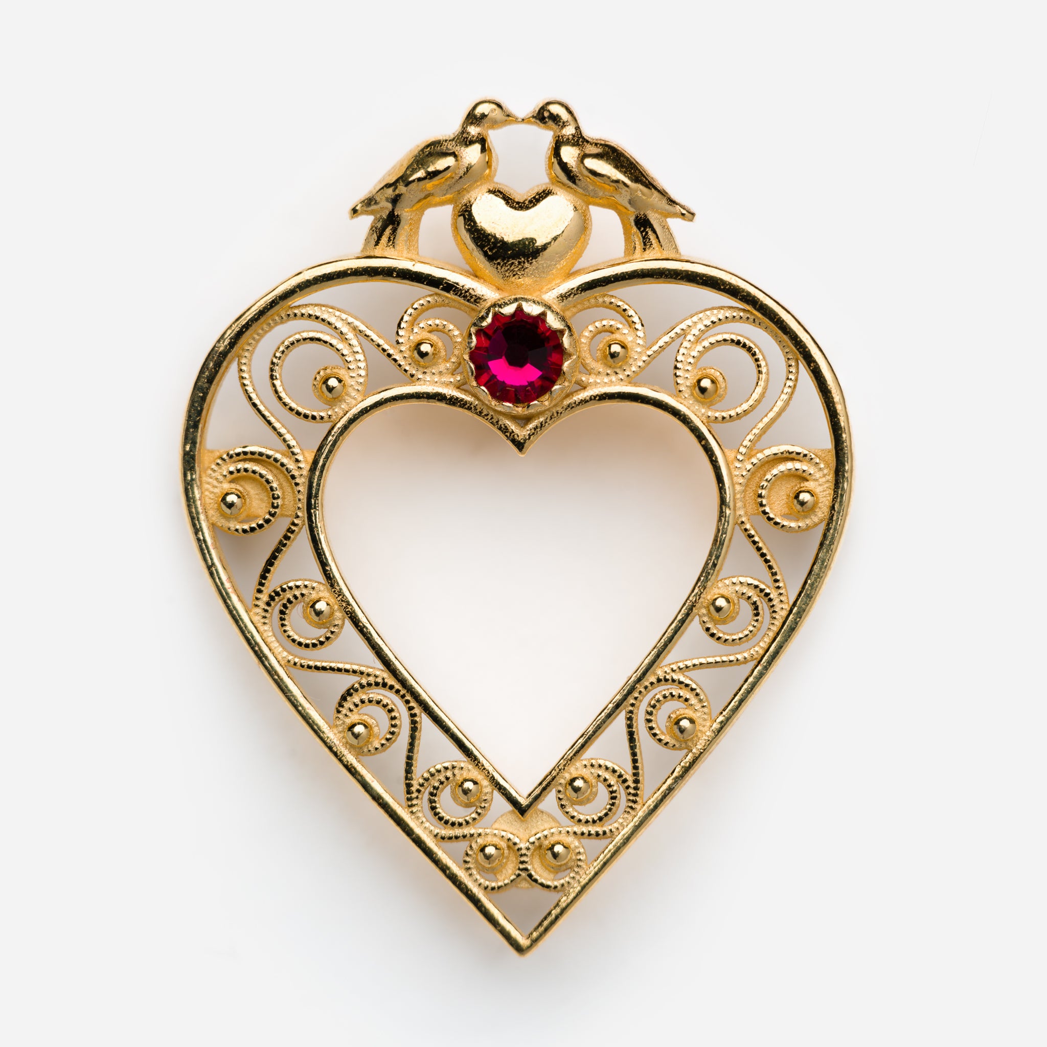 Heart Turtle Dove Brooch or Pendant with Stone by Sylvsmidja