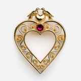 Heart Turtle Dove Brooch or Pendant with Stone by Sylvsmidja