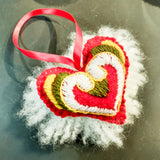 2025-12-10 – Wool Embroidered Heart Ornament (Online)