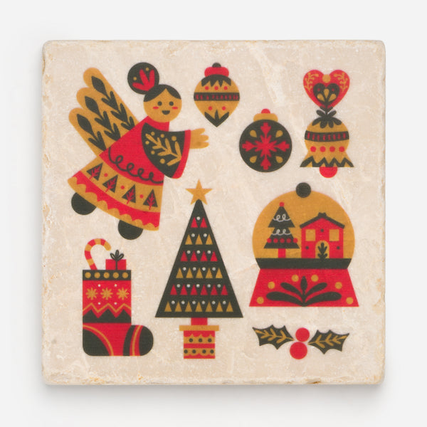 Christmas Themed Coaster Set - A Letterpress Design Studio
