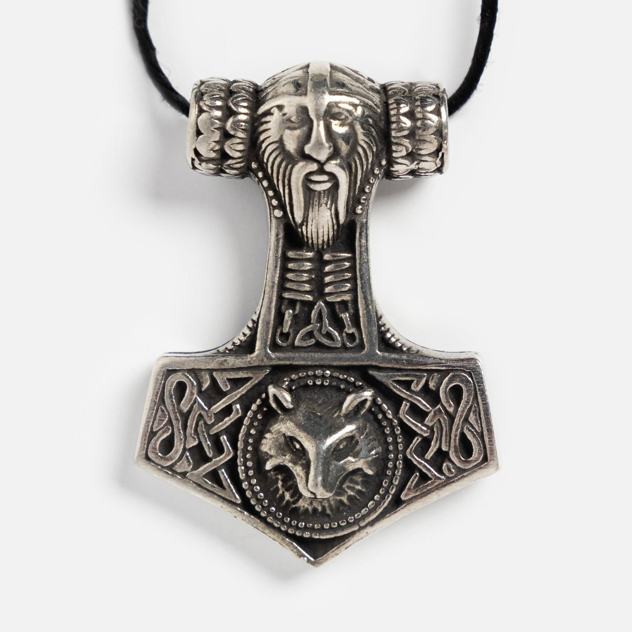 Thor's Hammer with Wolf Necklace