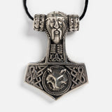 Thor's Hammer with Wolf Necklace