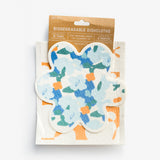 Blue and Orange Poppy Flower Shaped Biodegradable Dish Cloths Set of 2