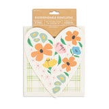 Floral Green Plaid Heart Shaped Biodegradable Dish Cloths Set of 2