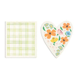 Floral Green Plaid Heart Shaped Biodegradable Dish Cloths Set of 2