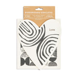 Black and White Abstract Heart Shaped Biodegradable Dish Cloths Set of 2