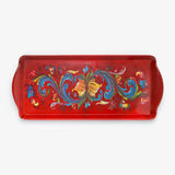 Almond Cake Tray with Red Rosemaling by Lise Lorentzen