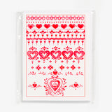 Red Folk Hearts Notecards Set by Sharon Christensen