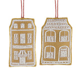 Gingerbread House Beaded Fabric Ornaments 2 Assorted