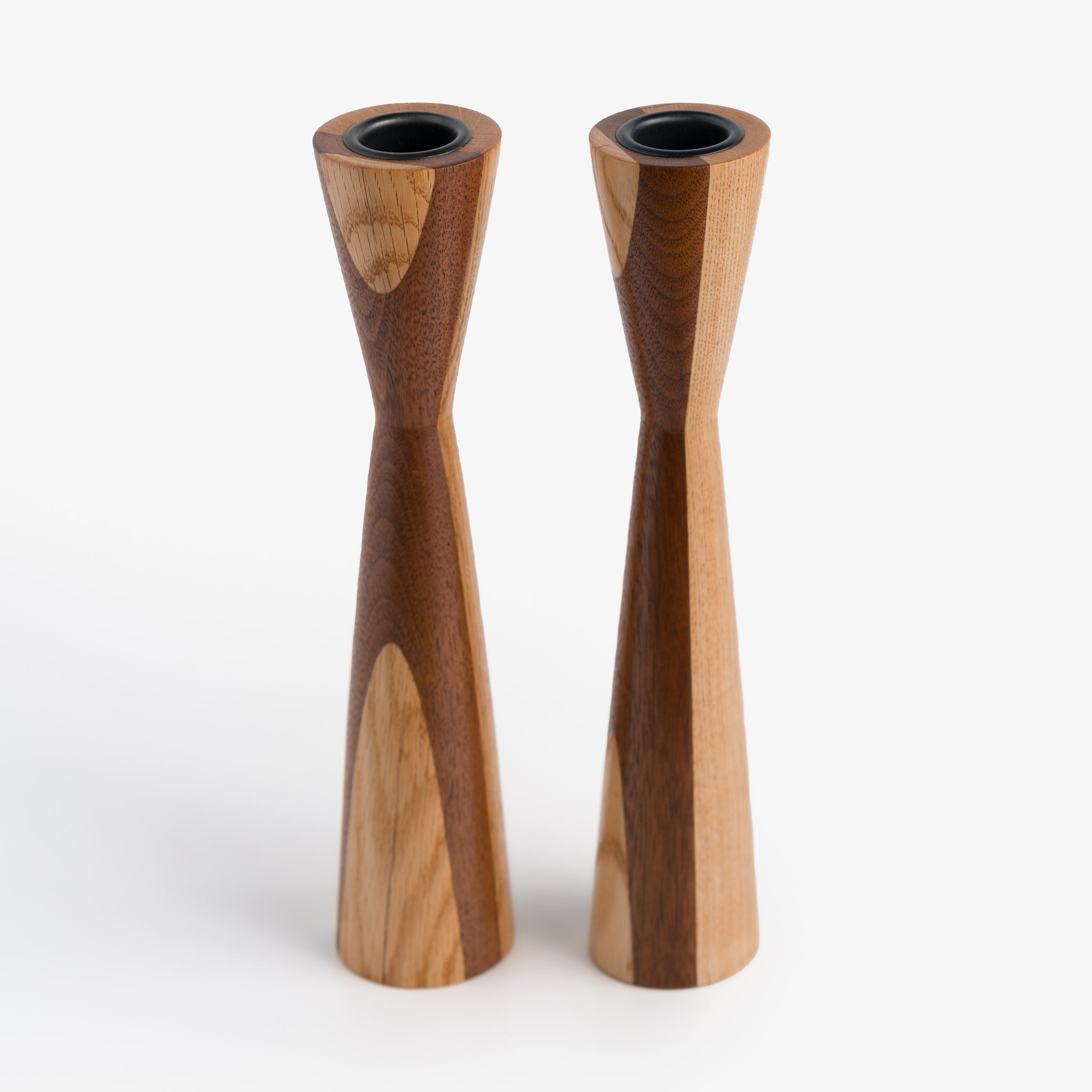 Pair of Triangular Hourglass Candle Holder by Robert Christman