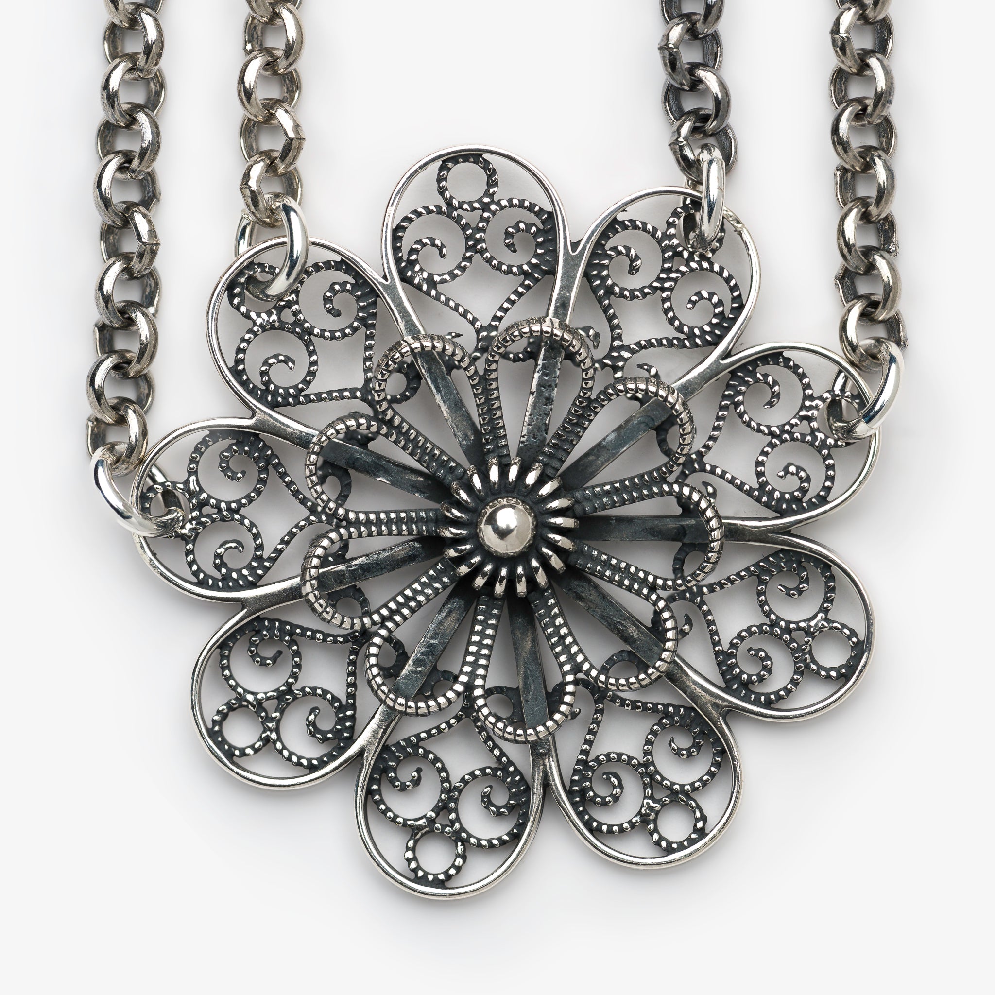 Necklace with Double Chain and Pendant by Sylvsmidja