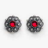 Earrings with Red Stone by Sylvsmidja