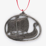 Viking Ship with Sail Pewter Ornament by Tinn-Per