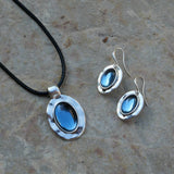 Silver Deep Blue Hanging Earring