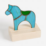 Stained Glass Dala Horse with Stand by Felicia Pecinovsky