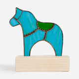 Stained Glass Dala Horse with Stand by Felicia Pecinovsky