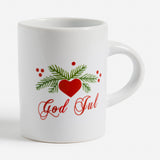 Ceramic Glögg Cup - God Jul Hearts & Pines