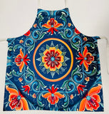 Blue Apron with Rosemaling by VGM Lise Lorentzen