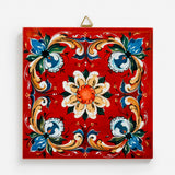 Red Trivet with Rosemaling Designed by VGM Lise Lorentzen