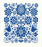 Blue Folk Art Flowers Dishcloth