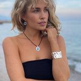 Silver Deep Blue Hanging Earring