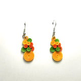 Orange Green Bubbles Earrings by Iconic Quilling