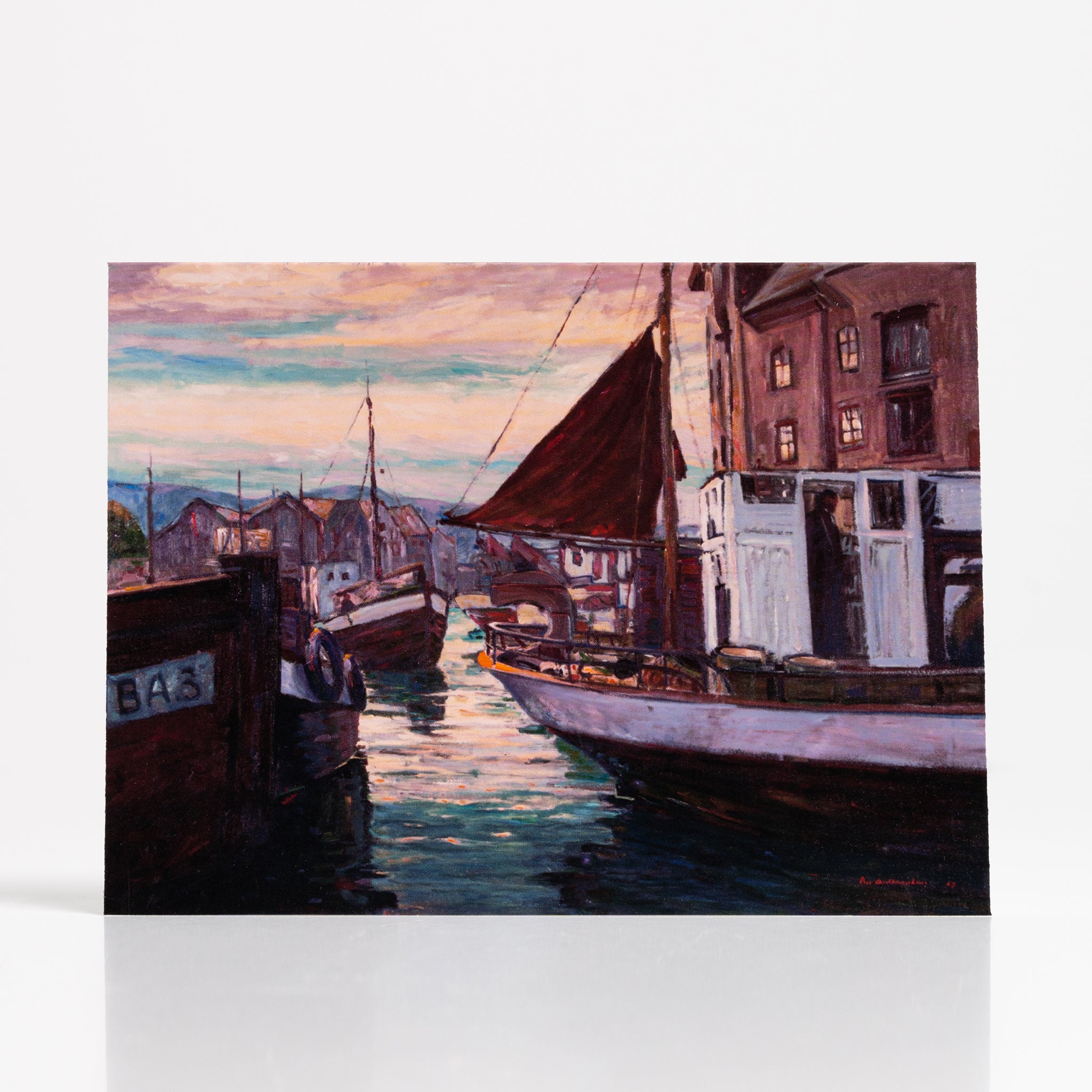 Twilight Harbor at Alesund by Peer Gulbrandsen - Vesterheim Collection Card