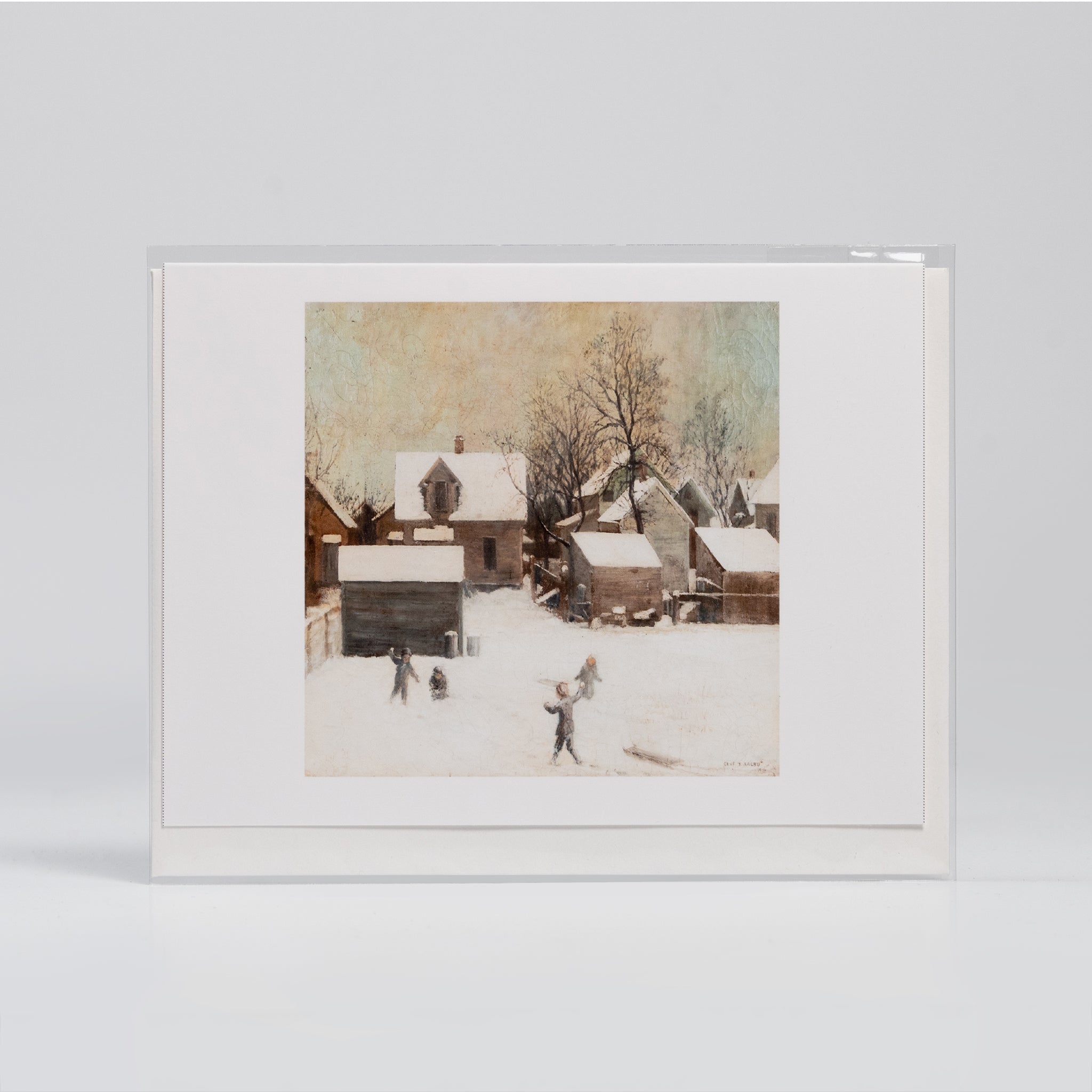 City Snow With Children By Olaf Aalbu - Vesterheim Collection Card