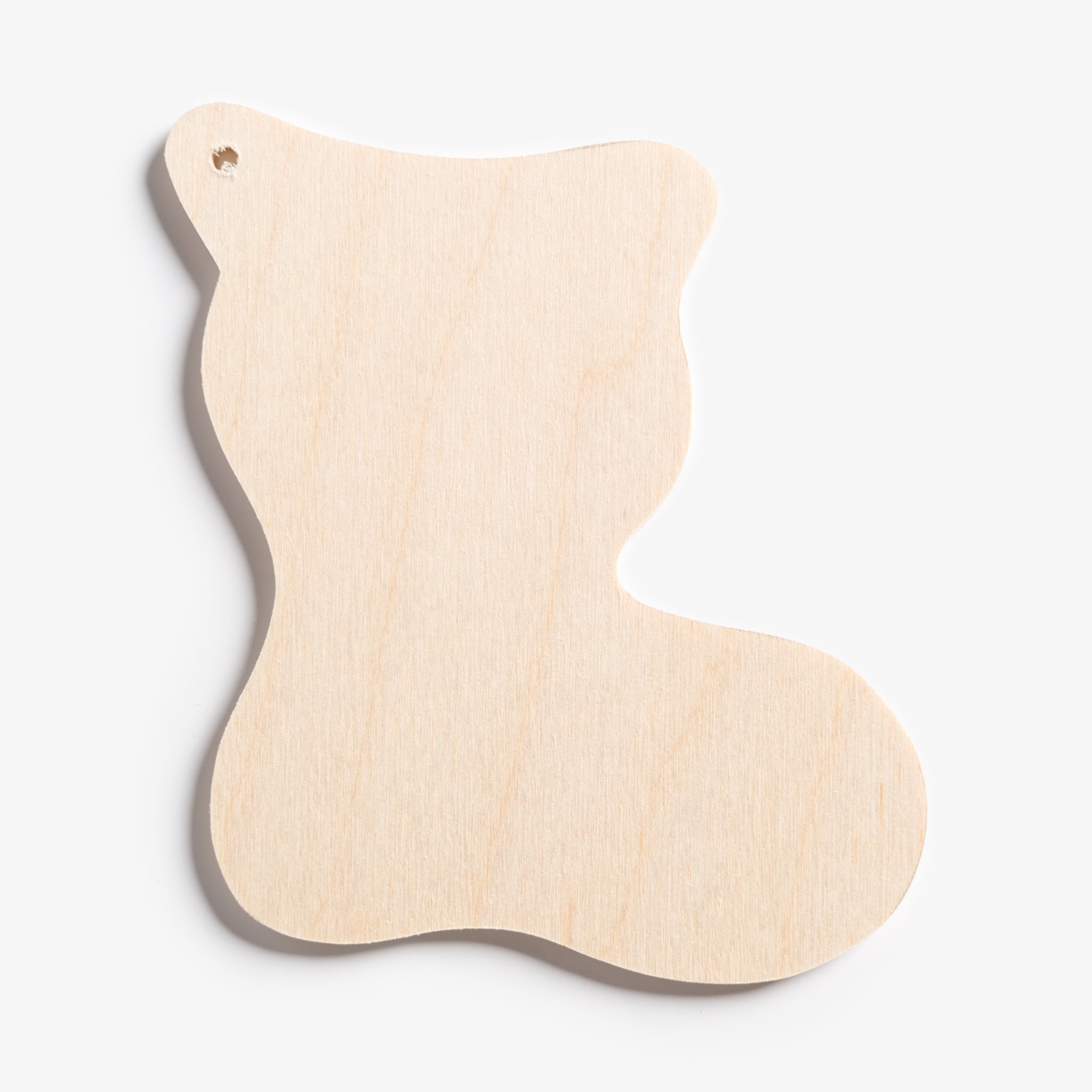 Curved Stocking Wooden Ornament