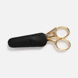Gingher Gold Handled Stork Embroidery Scissors with Leather Sheath