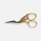 Gingher Gold Handled Stork Embroidery Scissors with Leather Sheath