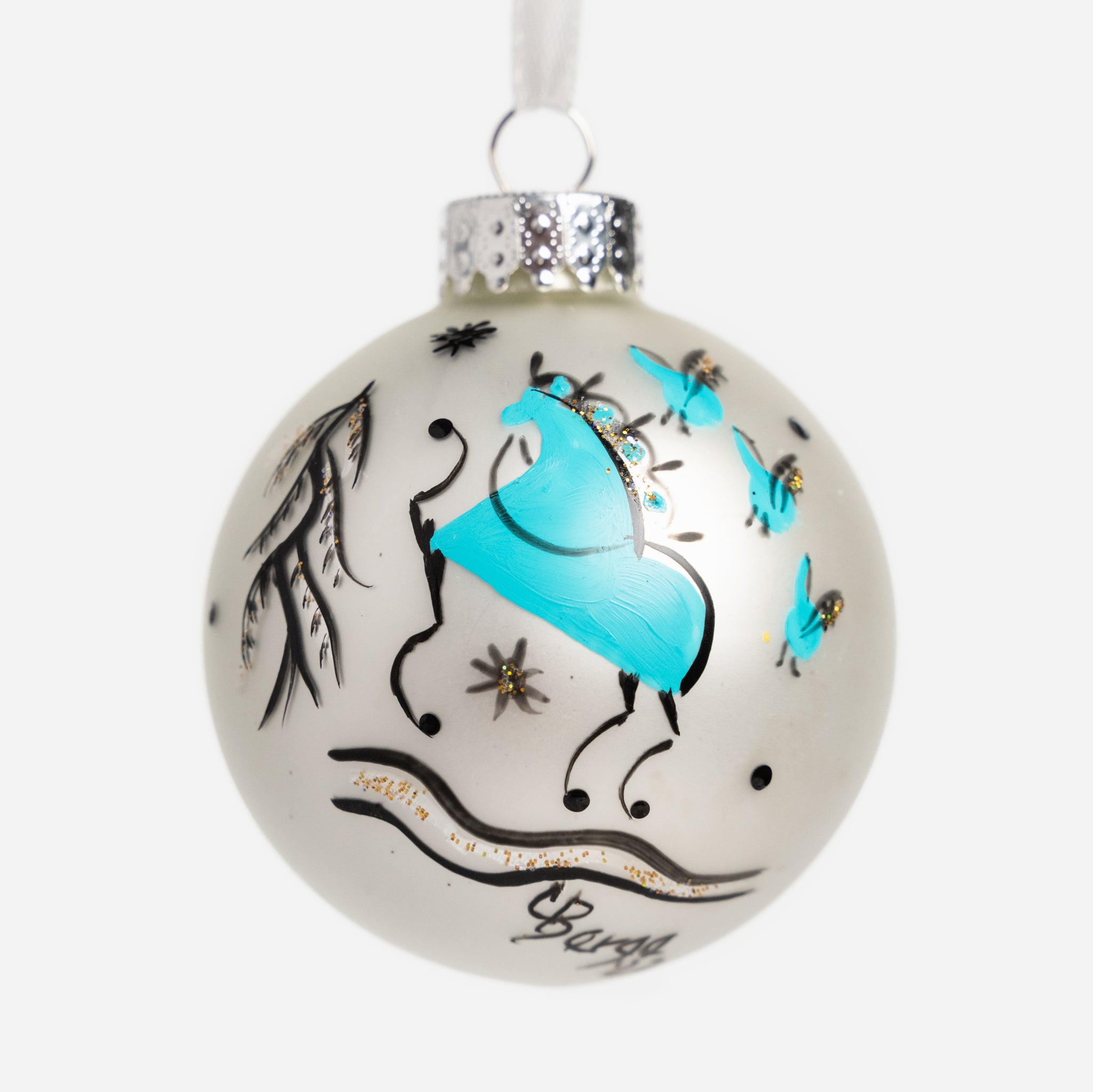 Hand Painted Ornament with Mezen Design by Coral Berge