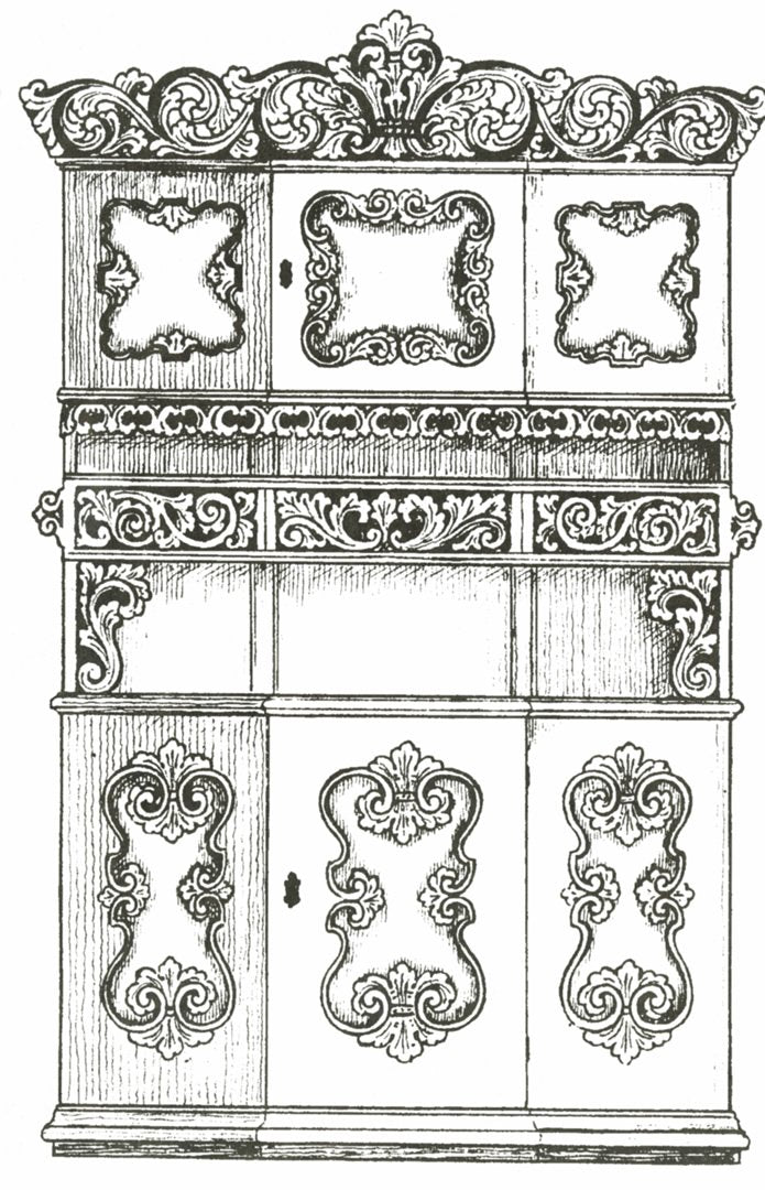 Amrud Acanthus Carving Pattern #10- Framskap (hutch)