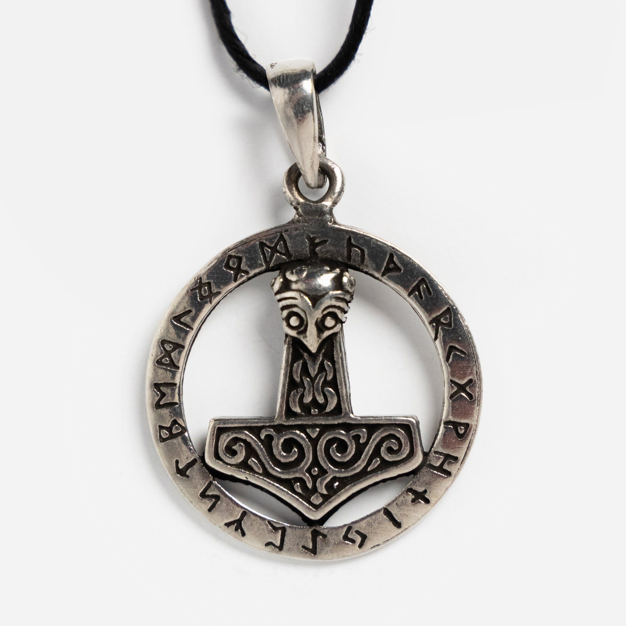 Thor’s Hammer with Circle of Runes Necklace